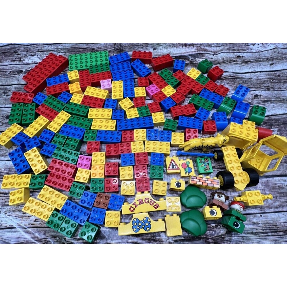 Lot of 161 Lego Duplo Pieces to Build a Circus W/ Vintage Minifigs, Tiger